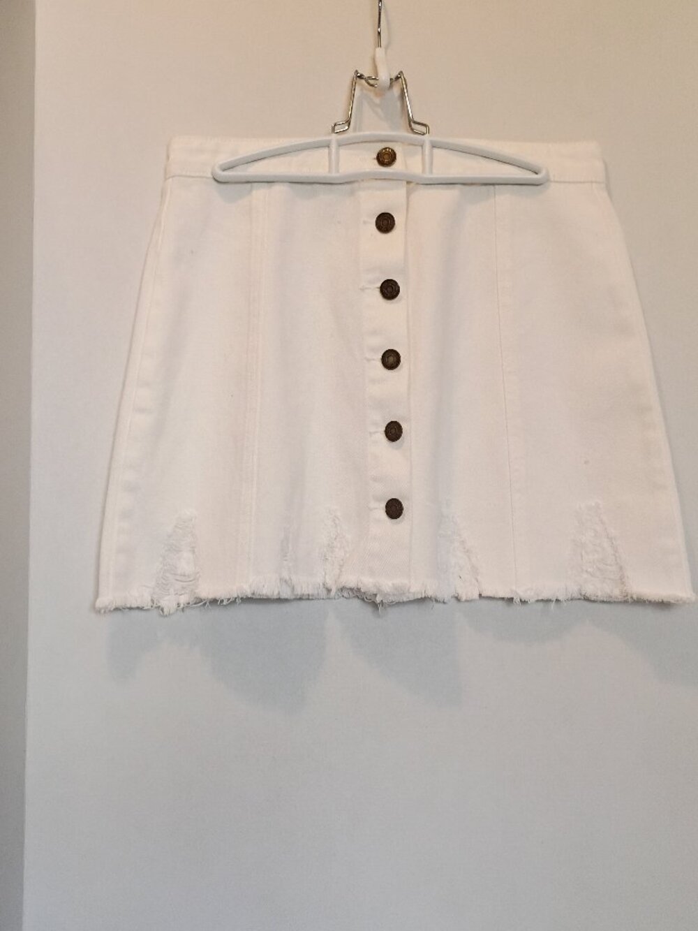 Sadie K. Spade White Jean Distressed Mini Skirt Size Women's Medium 100% Cotton